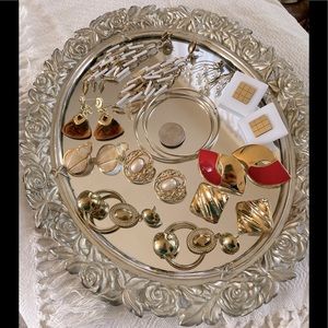 Vintage Gold tone pierced earring lot of 10